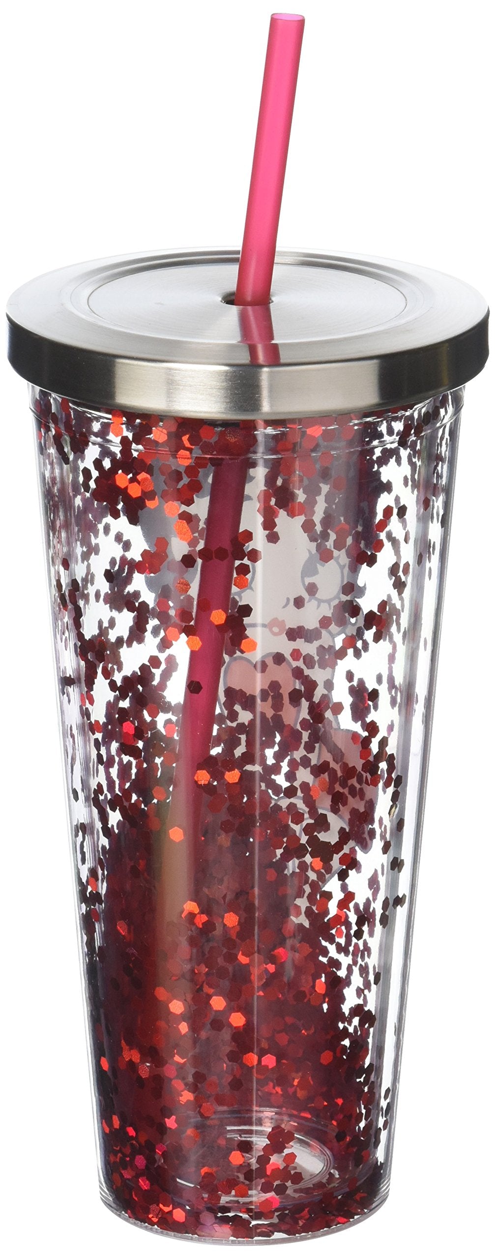 Spoontiques - Glitter Filled Acrylic Tumbler - Glitter Cup With Straw - 20 Oz  - Stainless Steel Locking Lid With Straw - Double